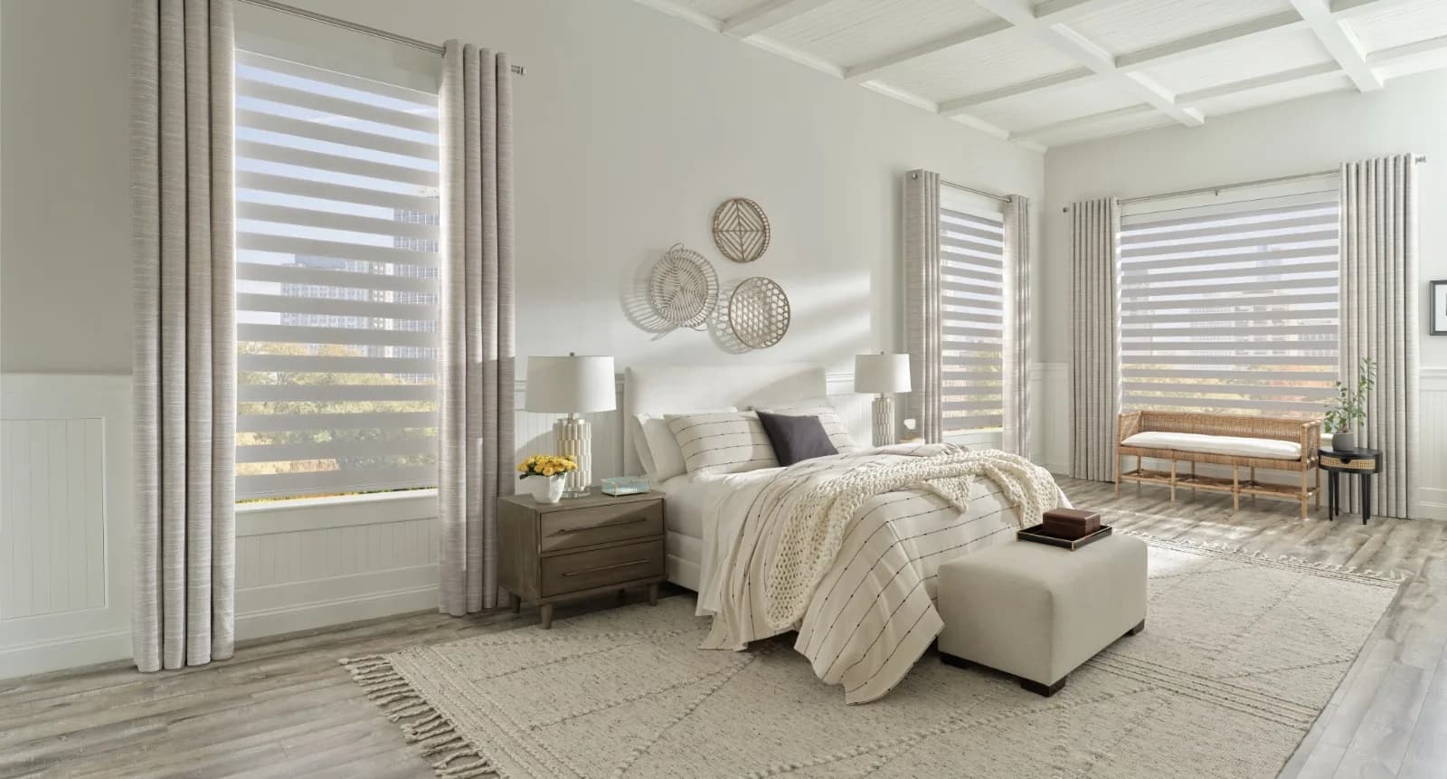 Designer banded shades Manhattan apartment