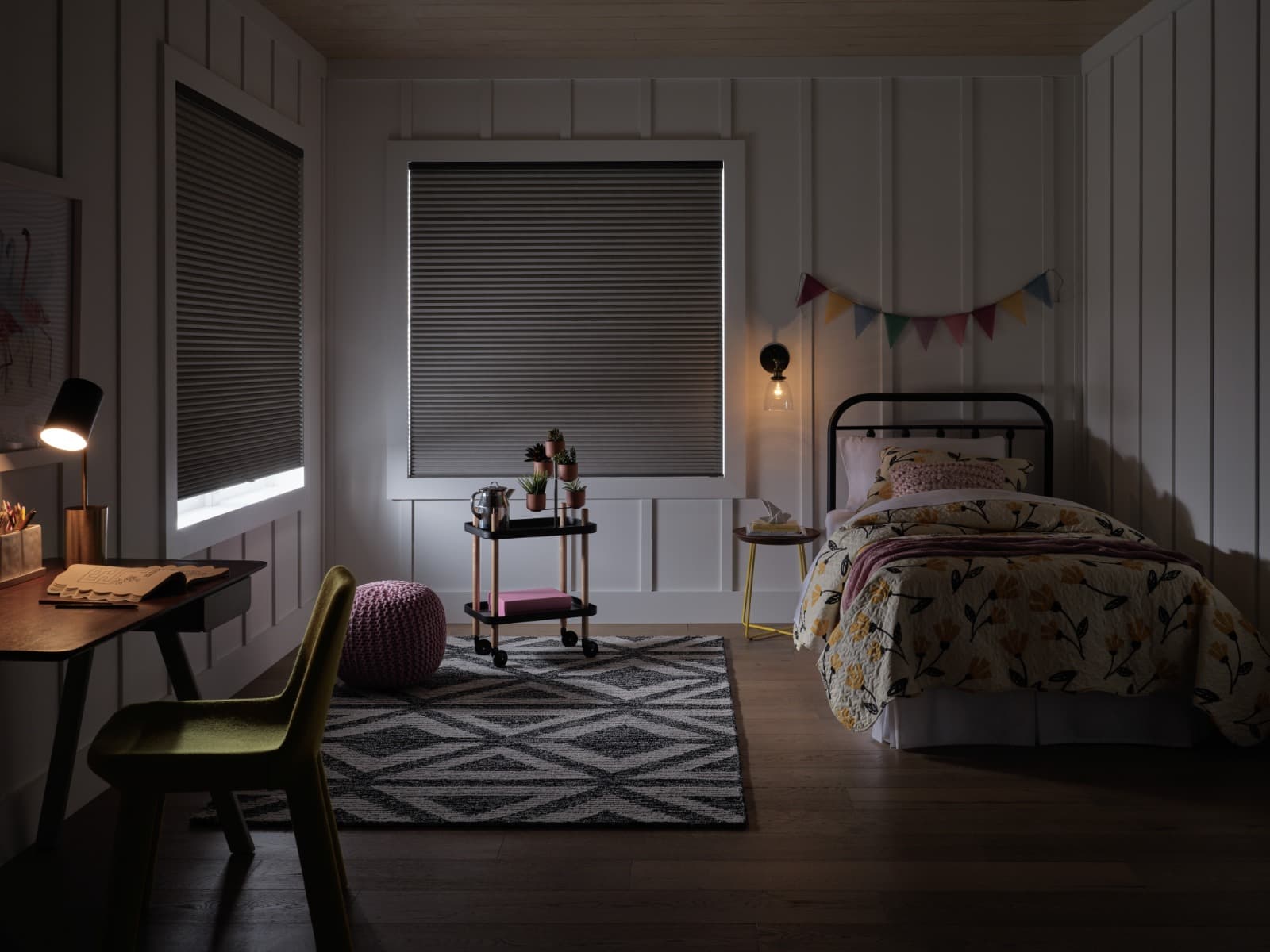 Room Darkening Honeycomb Shades in bedroom